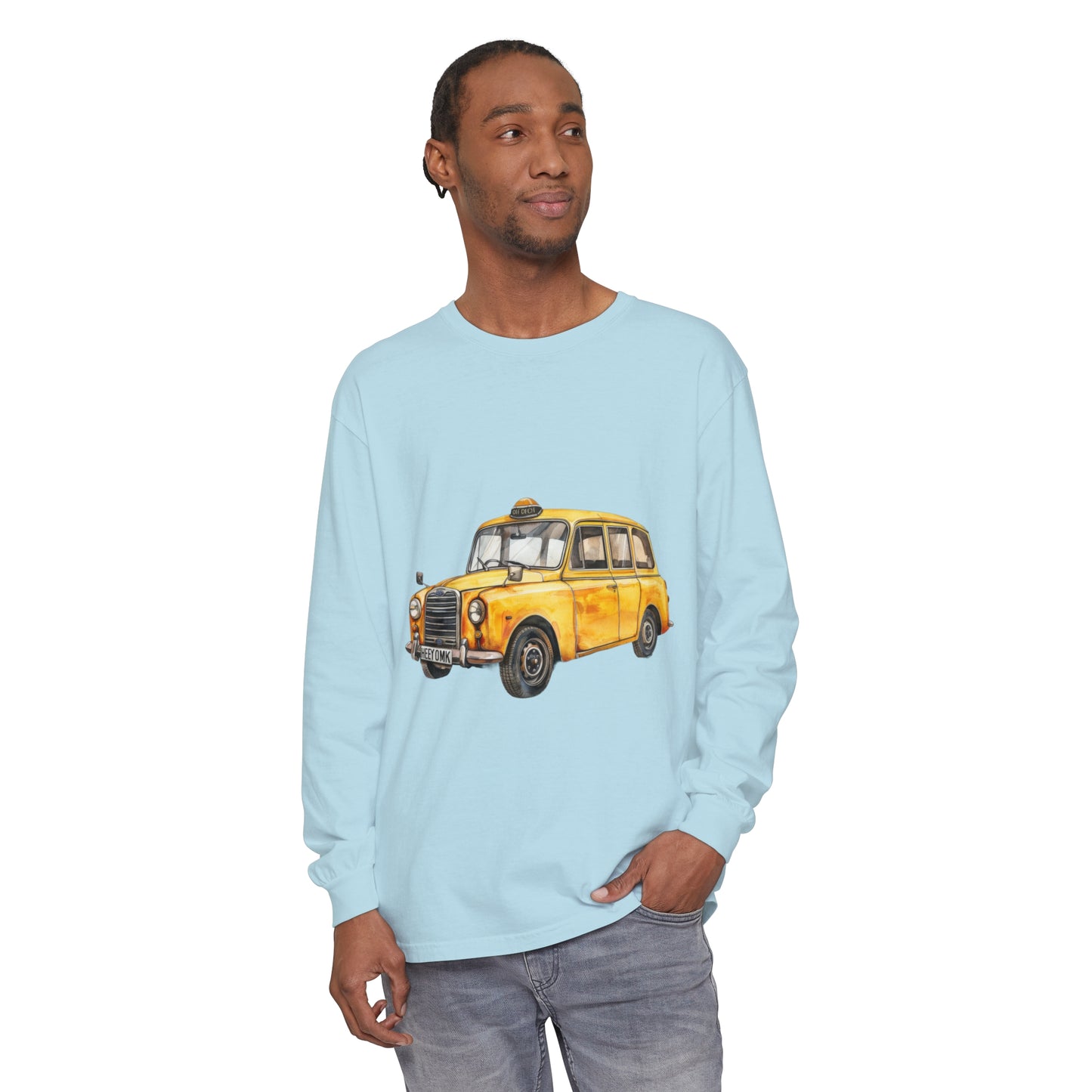Unisex Garment-dyed Long Sleeve T-Shirt - British Vintage Car