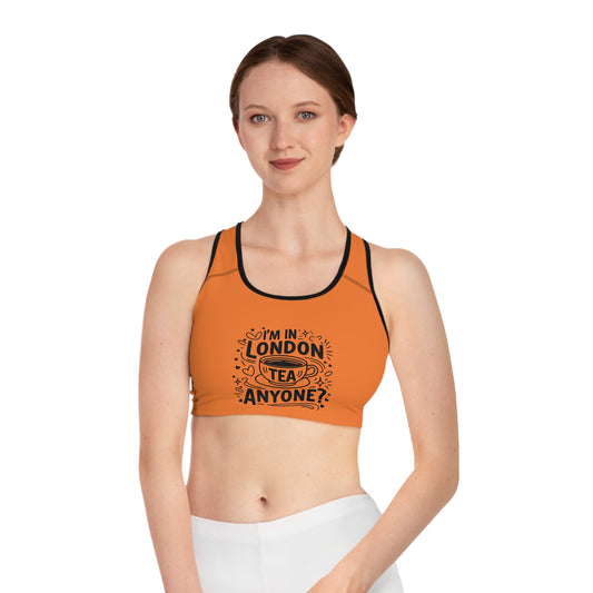 Sports Bra - I'm in London tea Anyone? -  Comfortable Activewear for Tea Lovers