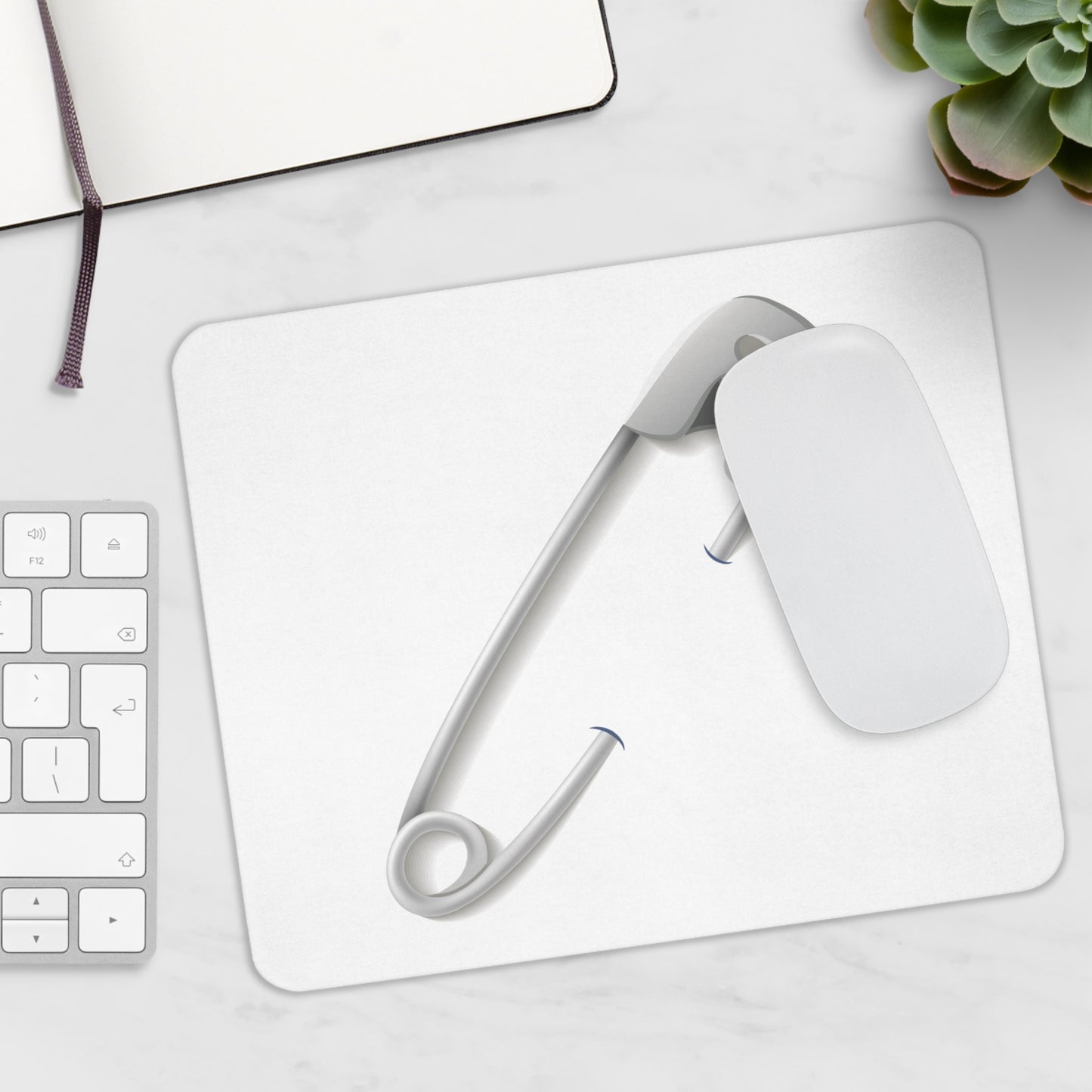 Modern Safety Pin Mouse Pad | Minimalist Desk Accessory | Gift for Office Lovers, Students, or New Graduates, Unique Mousepad