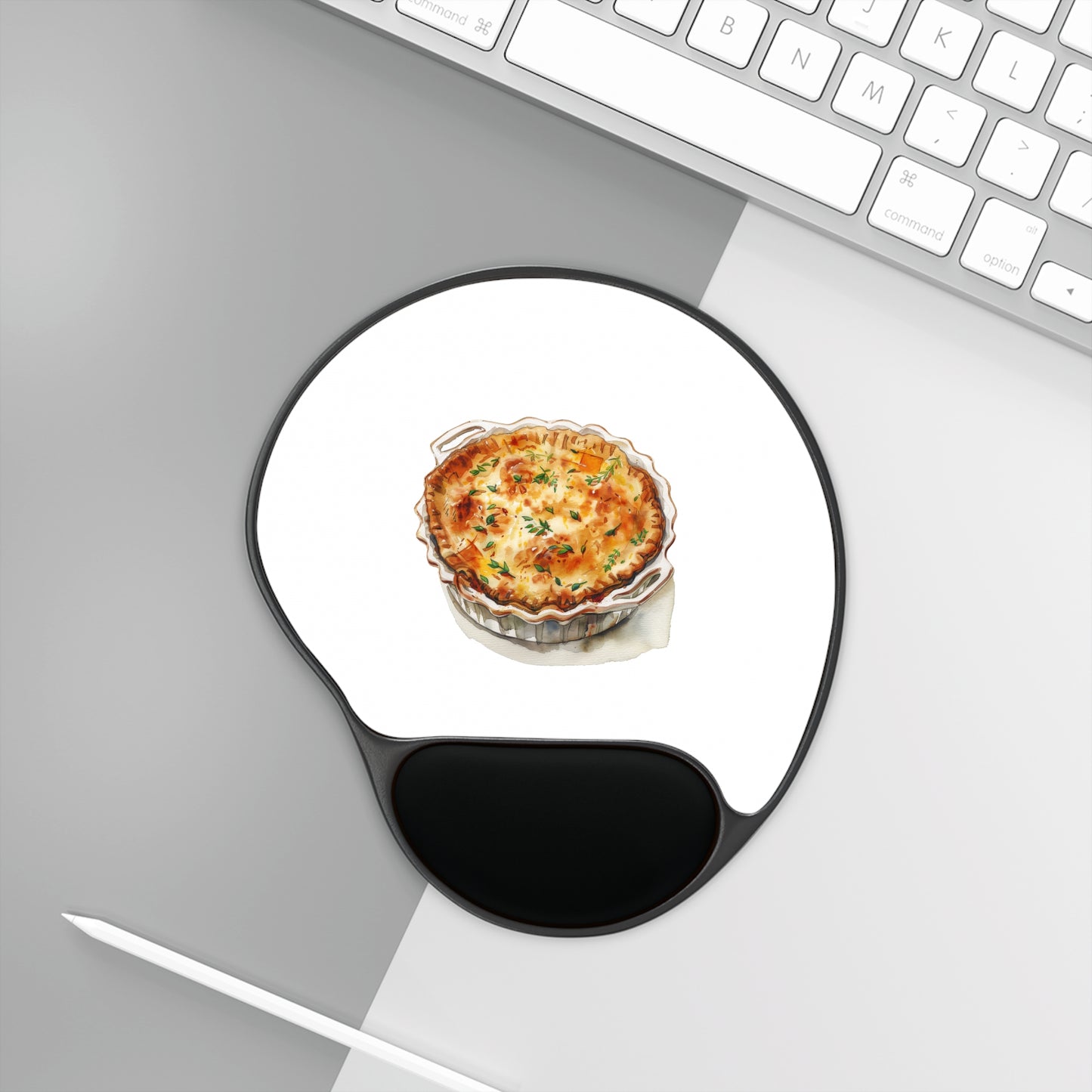 Artistic Mouse Pad with Wrist Rest, Quiche Design, Perfect for Home Office, Gift for Bakers, Kitchen Decor, Work from Home Essentials