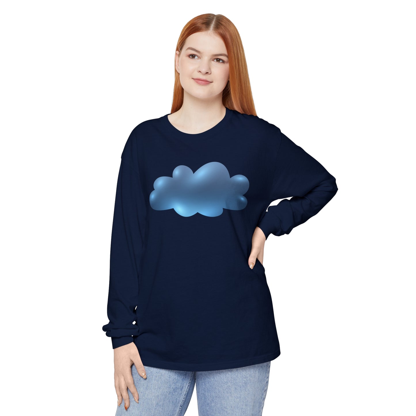 Unisex Garment-dyed Long Sleeve T-Shirt - Serene Cloudscape
