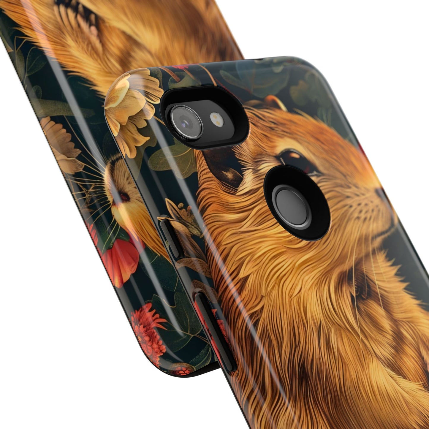 Cute Animal Phone Case, Floral Design Tough Cases for Nature Lovers, Gifts for Her, Customizable Mobile Accessory, Pet Lover Phone Cover