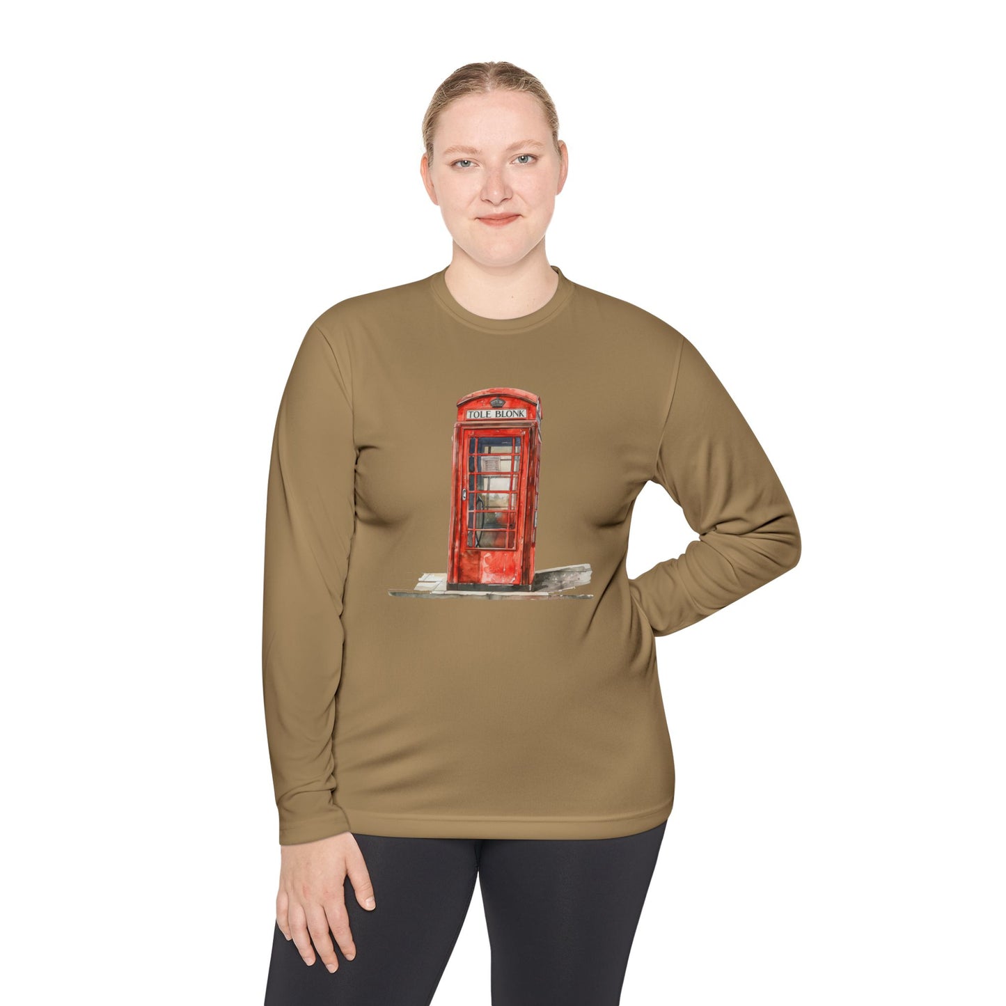 Unisex Lightweight Long Sleeve Tee - Iconic British Public Telephone - Classic Red Phone Box