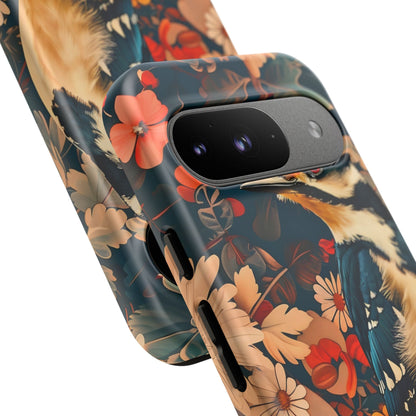 Artistic Bird Phone Case, Unique Tough Cases for Nature Lovers, Floral Design, Cute Gift, Customized Phone Accessories