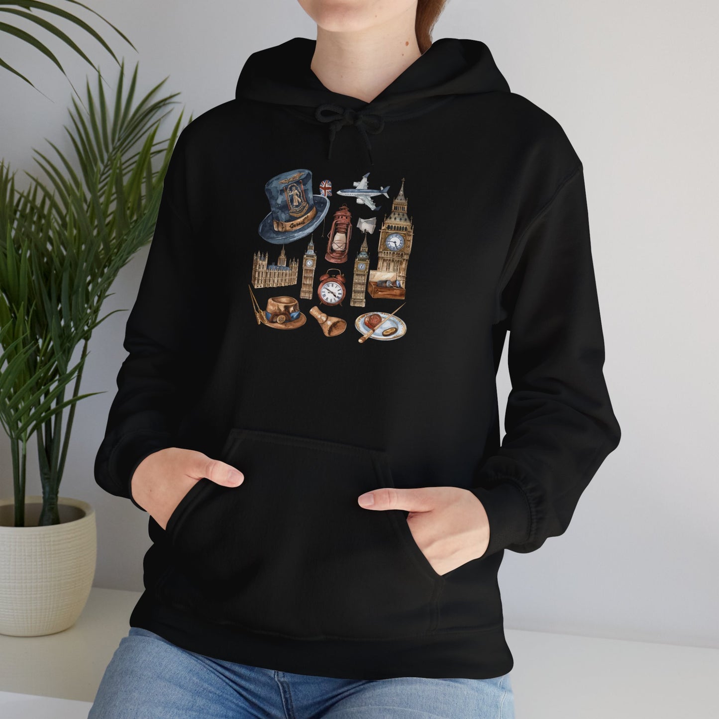 Unisex Heavy Blend™ Hooded Sweatshirt - Old World Charm - Vintage English Icons