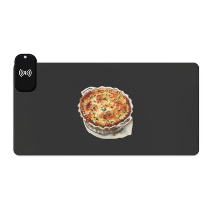 Savory Quiche – British Cuisine Delight - LED Gaming Mouse Pad - Wireless Charging, Gaming Desk Accessories, RGB Light Up Mouse Pad, Office Decor, Geek Gift Idea