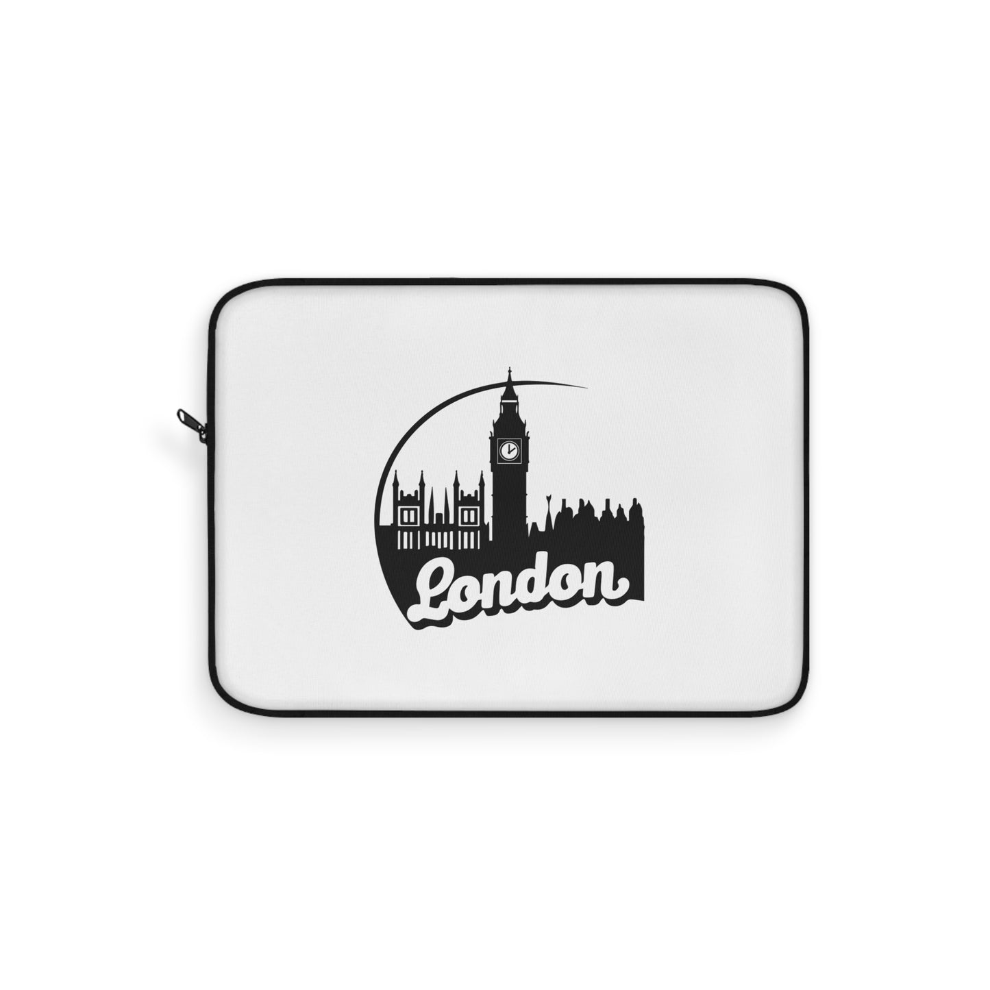London-Themed Laptop Sleeve, Stylish MacBook Case, Unique Gift for Travelers, Modern Tech Accessory, Black and White Design