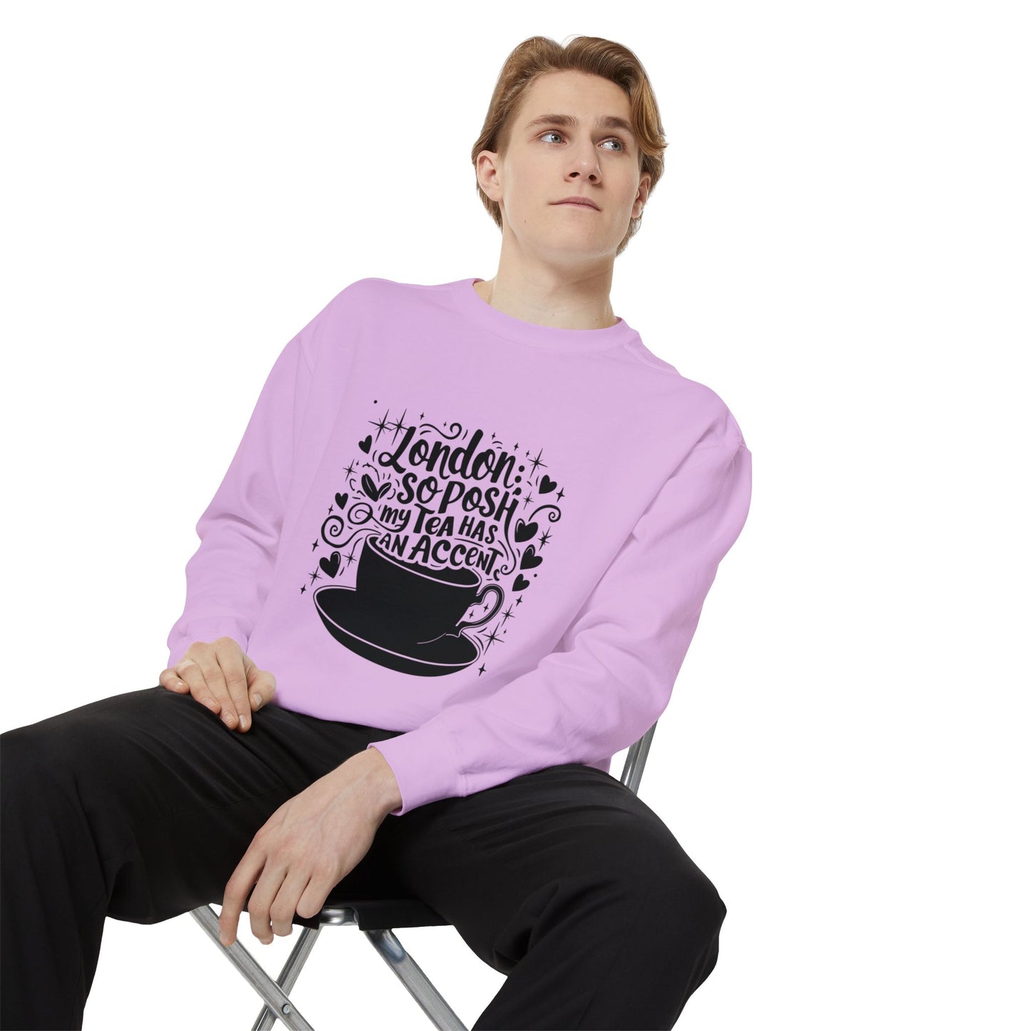 Unisex Garment-Dyed Sweatshirt Trendy - London's Nostalgic Tea