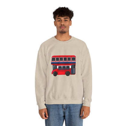 Unisex Heavy Blend™ Crewneck Sweatshirt Trendy - London Transport Red Double-Decker Bus