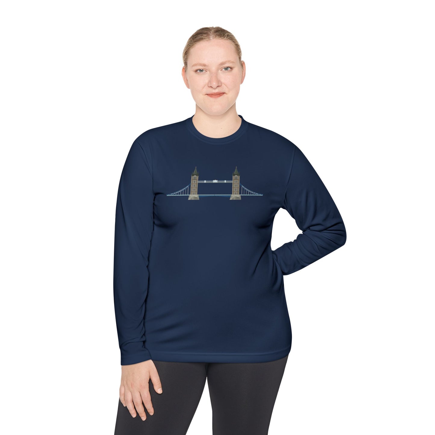 Unisex Lightweight Long Sleeve Tee - Tower Bridge Design - Perfect for Travelers and London Lovers