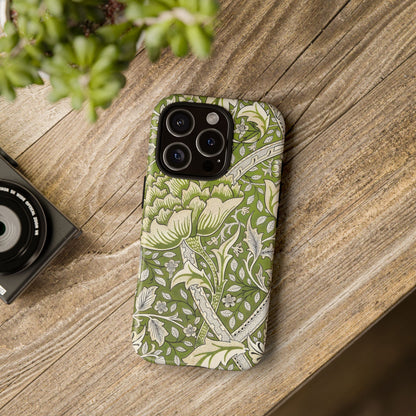 Stylish Phone Case with Floral Design, Durable Protective Cover for iPhone, Unique Gift for Birthdays, Mother's Day, Green Aesthetic