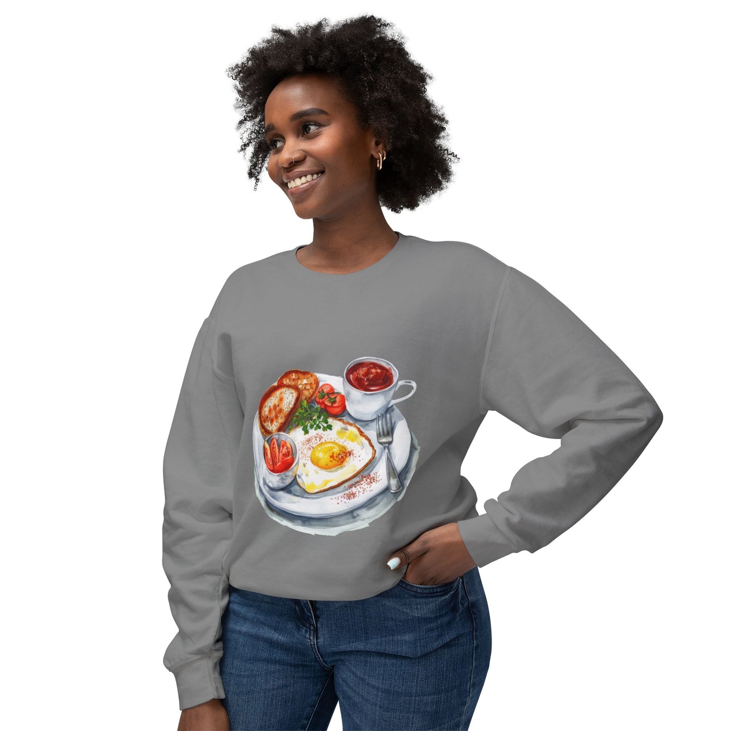 Unisex Lightweight Crewneck Sweatshirt - British Cuisine with a Regal Twist