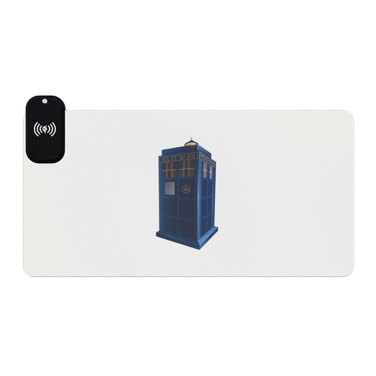 Blue Police Box (TARDIS Style) - LED Gaming Mouse Pad - Wireless Charging, Illuminated Mousepad for Gamers, Desk Accessories for Home Office, Tardis Design, Gamer Gift