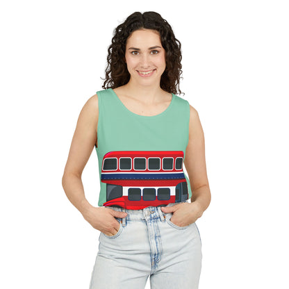 Unisex Garment-Dyed Tank Top - Classic London Double-Decker Bus Artwork