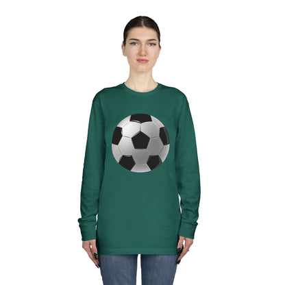 Long Sleeve Crewneck Tee - Dynamic Football Design - Sports Passion and Energy