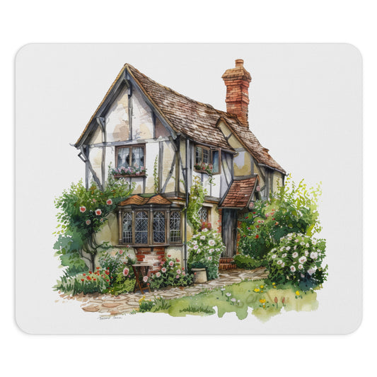 Charming Cottage Mouse Pad, Cozy Desk Accessory, Home Office Decor, Gift for Nature Lovers, Vintage Style Mousepad