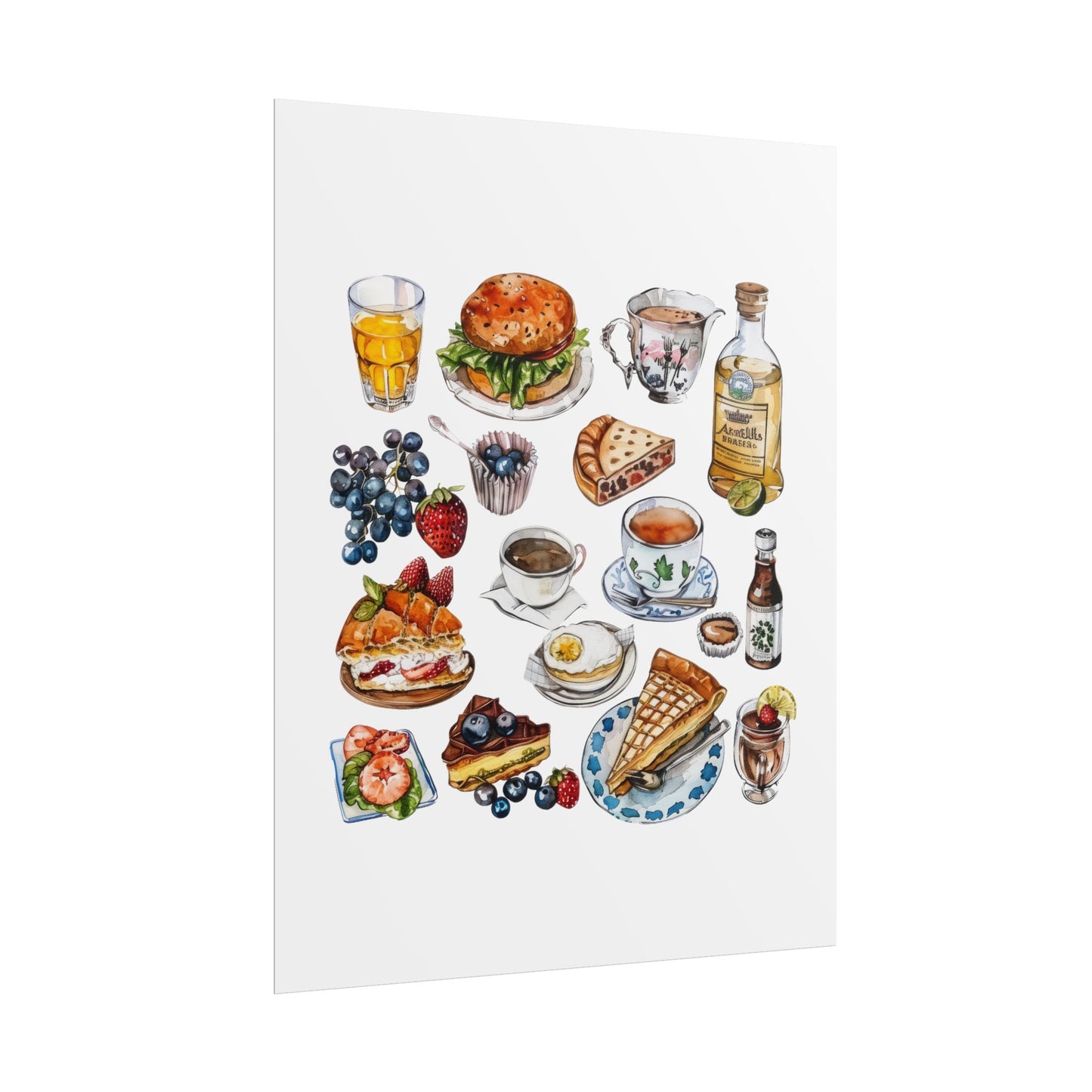 Foodie Wall Art Print, Kitchen Decor, Gourmet Food Poster, Culinary Art for Food Lovers, Cafe Aesthetic Home Decor