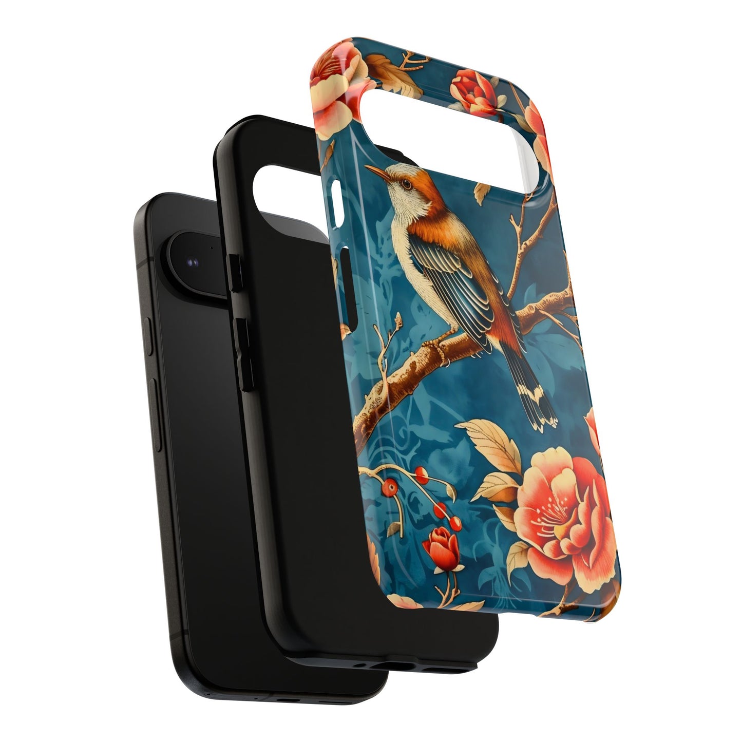 Bird & Floral Phone Case, Tough Cases for Nature Lovers, Gift for Her, Customizable Design, Vibrant Tech Accessories