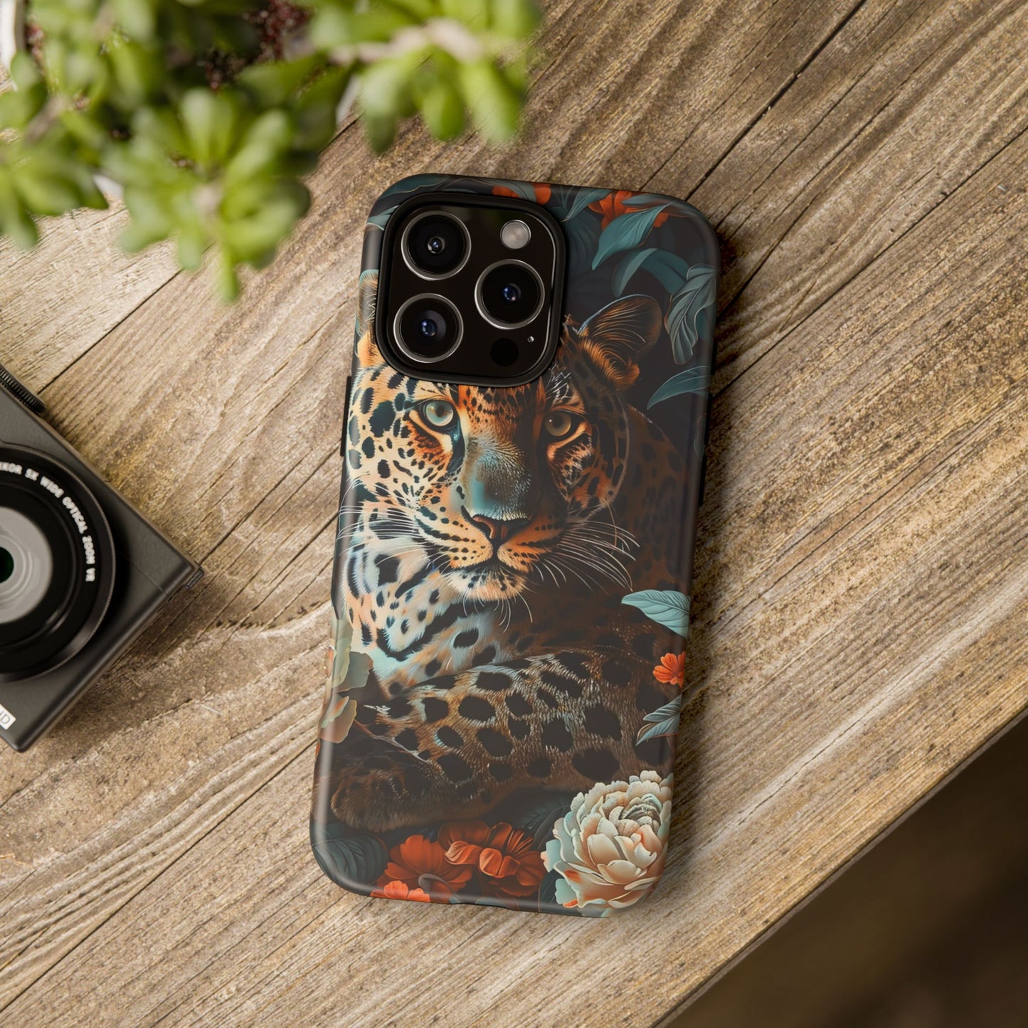 Wildlife Phone Case with Leopard Design | Tough Cases, Animal Prints, Floral Phone Cover, Gift for Nature Lovers, Unique Phone Accessories