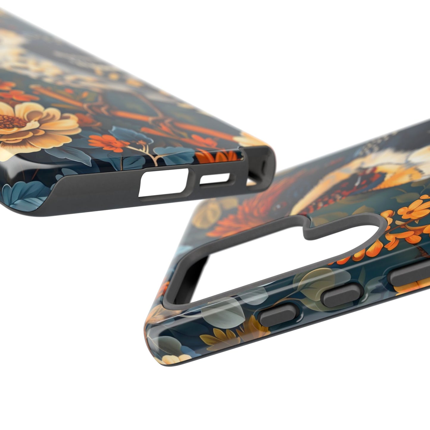 Tough Cases: Floral Bird Phone Case, Vintage Style Cover, Nature Lover Gift, Botanical Design, Spring Inspire Fashion