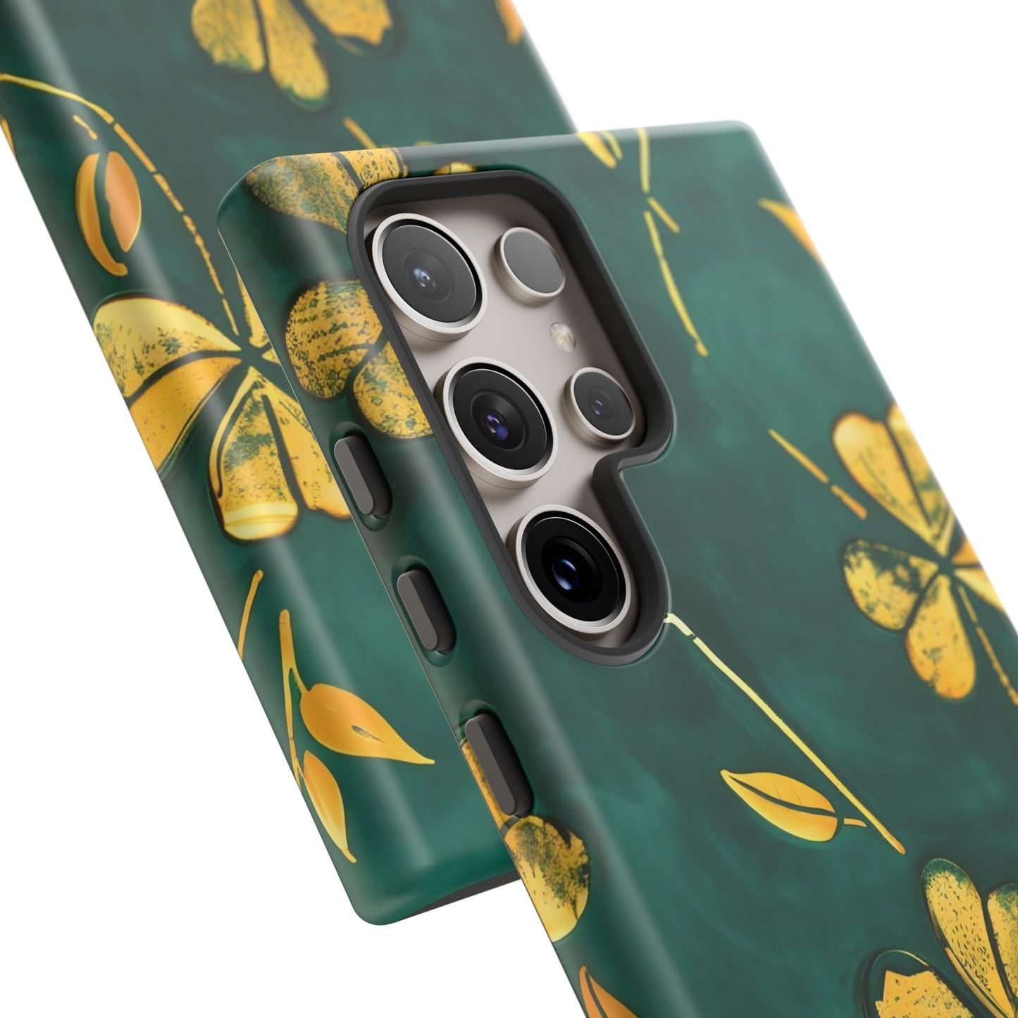 Floral Phone Case with Gold Accents, Tough Phone Cover, Stylish Phone Protector, Unique Gift for Her, Nature Lover Accessory
