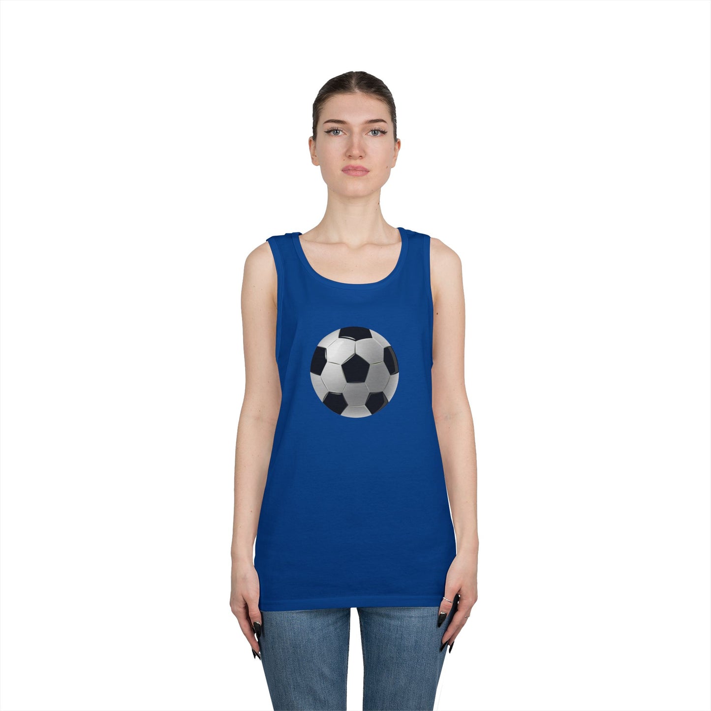 Unisex Heavy Cotton Tank Top - Dynamic Football Design - Sports Passion and Energy