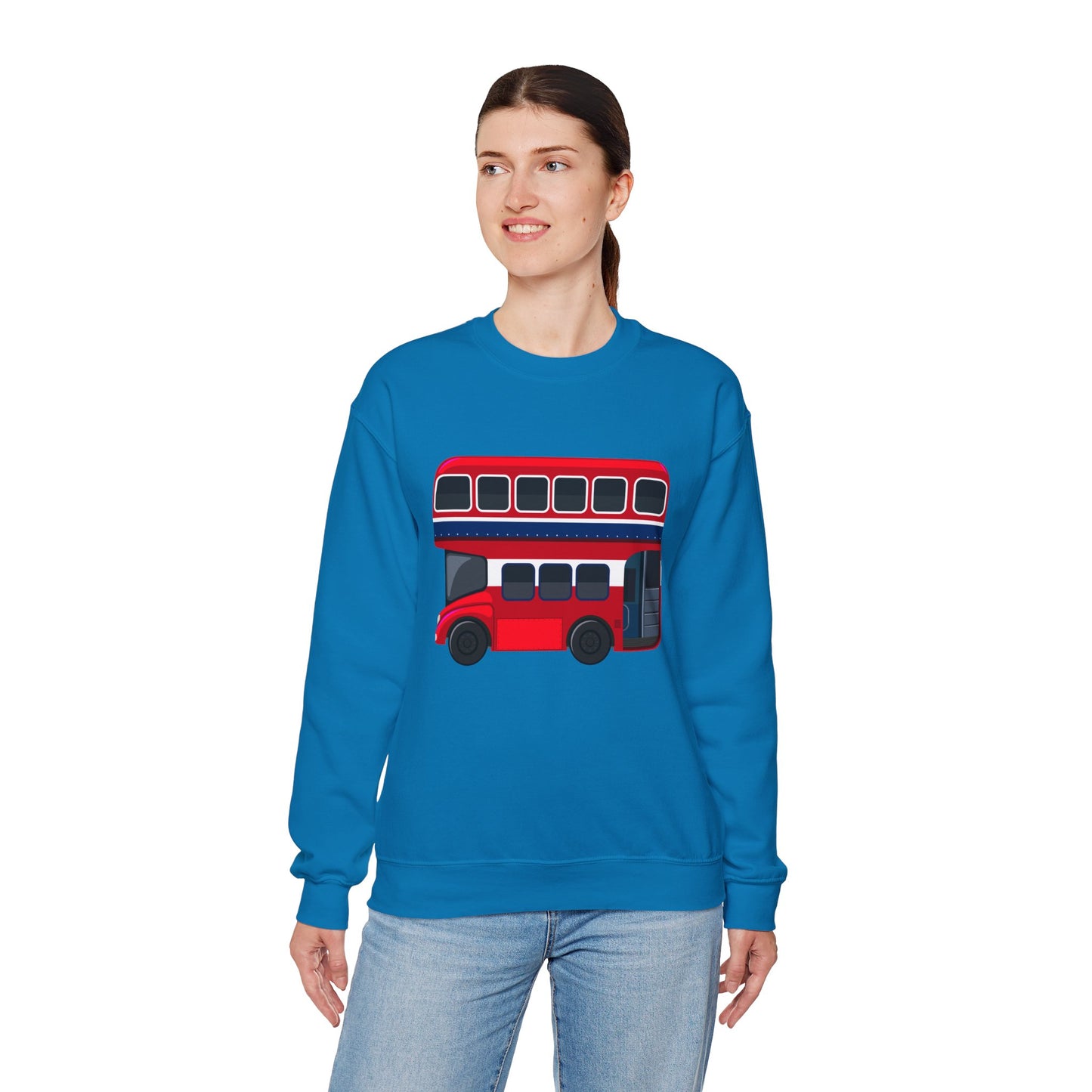 Unisex Heavy Blend™ Crewneck Sweatshirt - The Heart of London - Red Double-Decker Bus