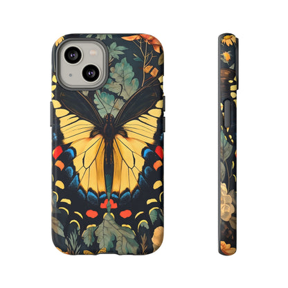 Butterfly Floral Phone Case, Art-inspire Tough Case, Gift for Nature Lovers, Butterfly Pattern Cover, Eco-Friendly Mobile Accessory