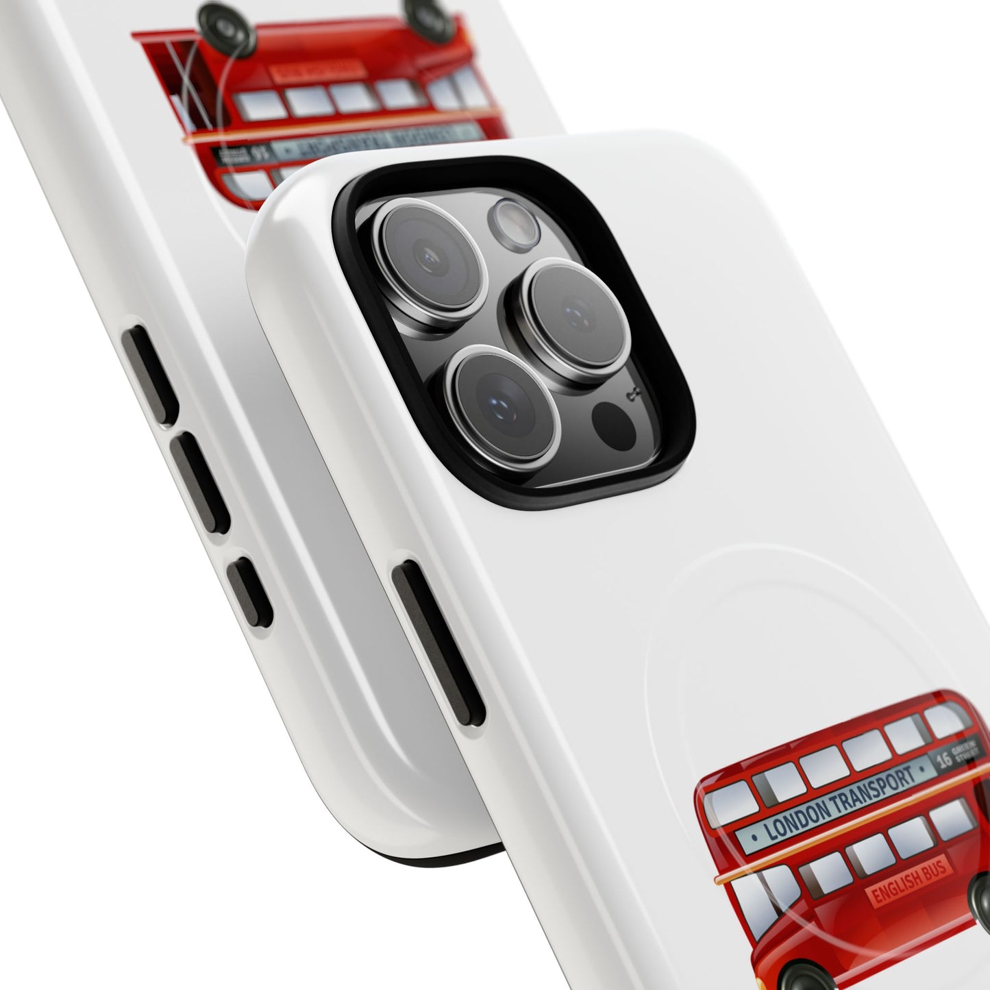 London Bus Tough Magnetic Case, iPhone Protector, Unique Phone Cover, Gifts for Travelers, Durable Mobile Case