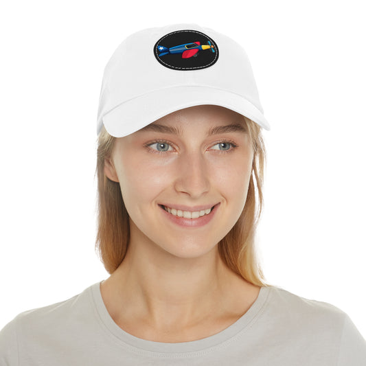 Vintage Aeroplane Dad Hat with Leather Patch (Round)