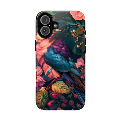 Vibrant Phone Case, Tropical Bird Design, Tough Phone Cover, Floral Tech Accessory, Gift for Nature Lovers