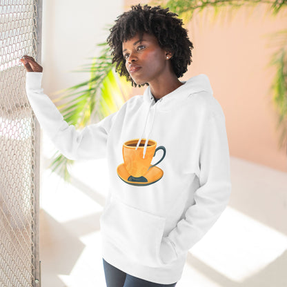 Three-Panel Fleece Hoodie - Elegant British Tea Cup - Classic Tea Time Style