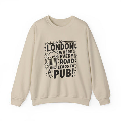 Unisex Heavy Blend™ Crewneck Sweatshirt Cozy - Every Road Leads to pub