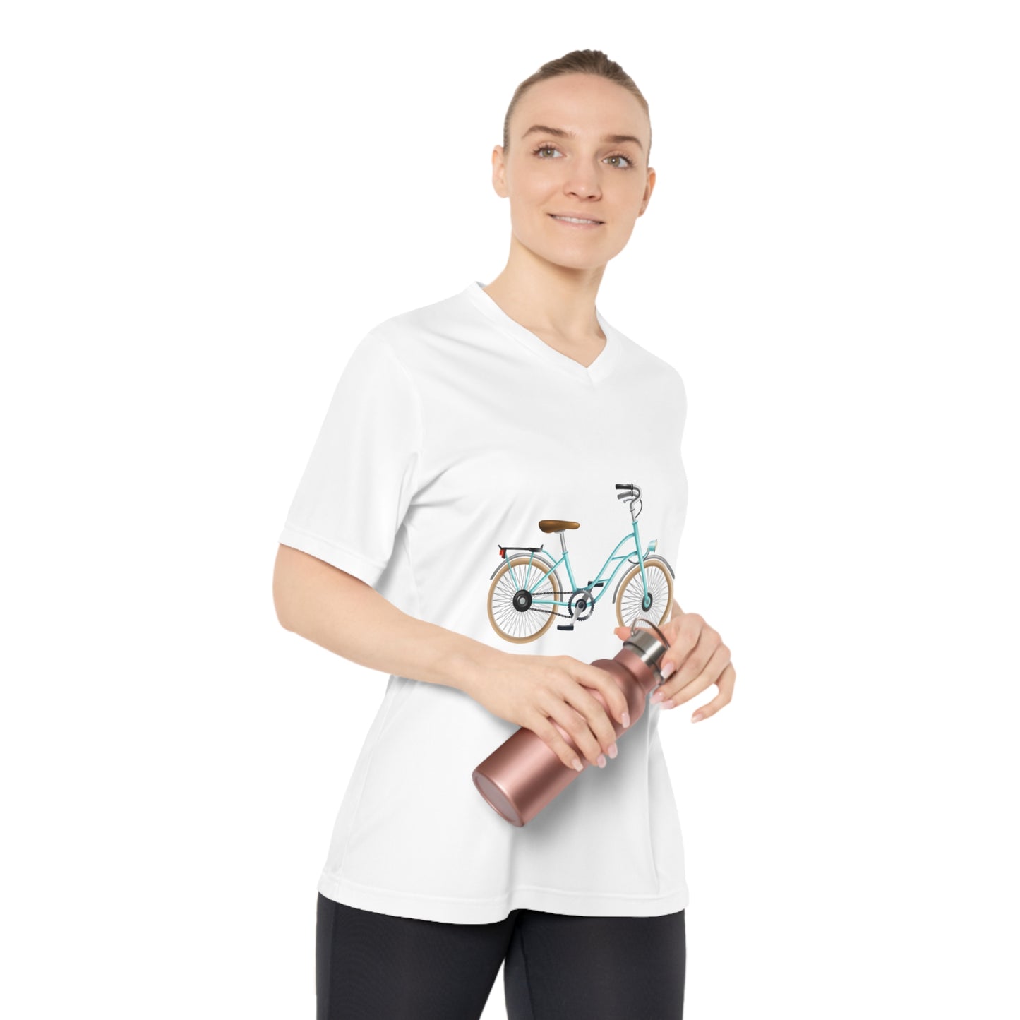 Women's V-Neck T-Shirt - Activewear for Cycling Enthusiasts - Bicycle Design