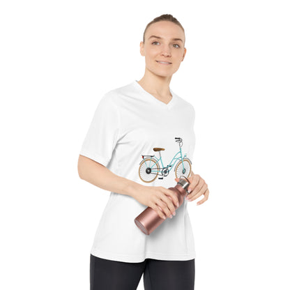 Women's V-Neck T-Shirt - Activewear for Cycling Enthusiasts - Bicycle Design