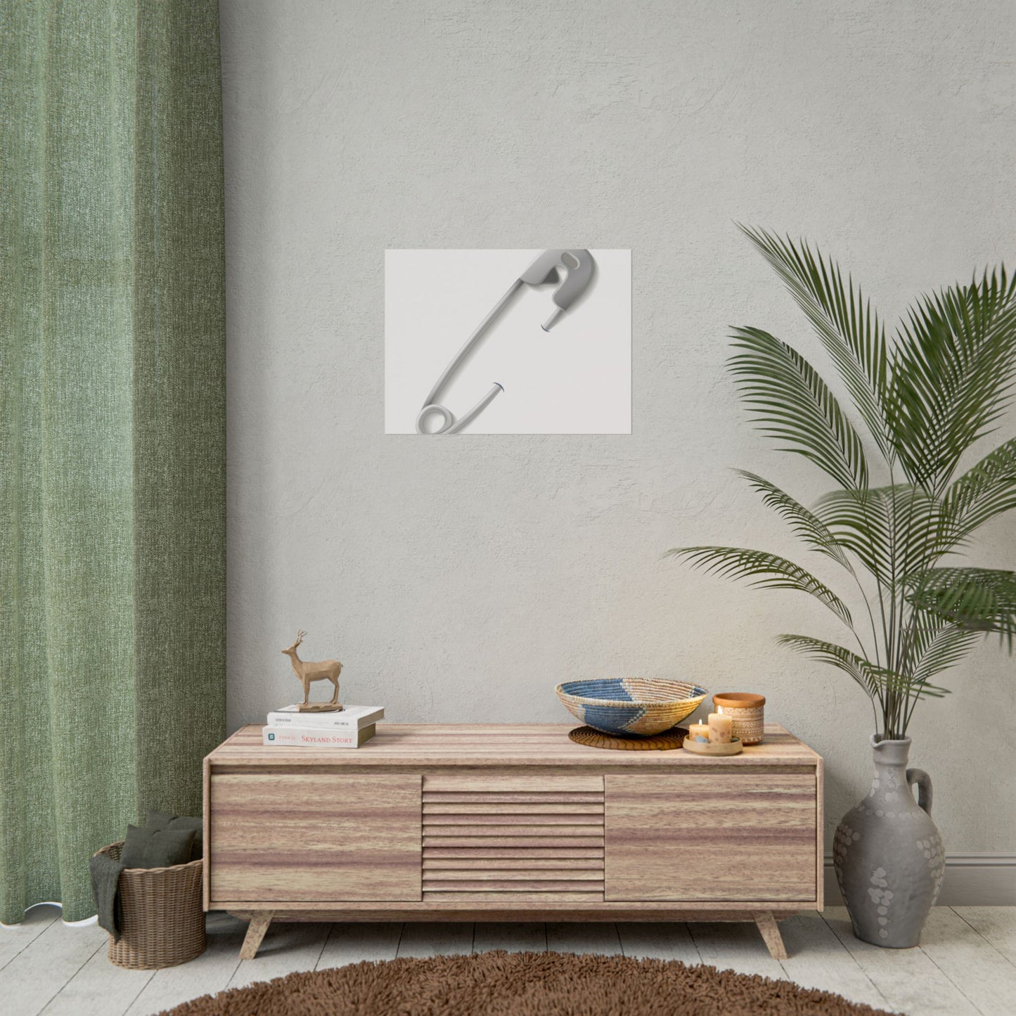 Minimalist Safety Pin Wall Art, Modern Decor, Unique Gift, Home Aesthetic, Art Print, Rolled Poster, Contemporary Interior Design