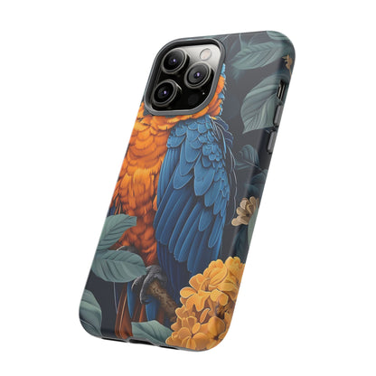 Tropical Parrot Phone Case - Tough Cases, Colorful Phone Cover, Nature Lover Gift, Floral Design, Bird Lover Accessory
