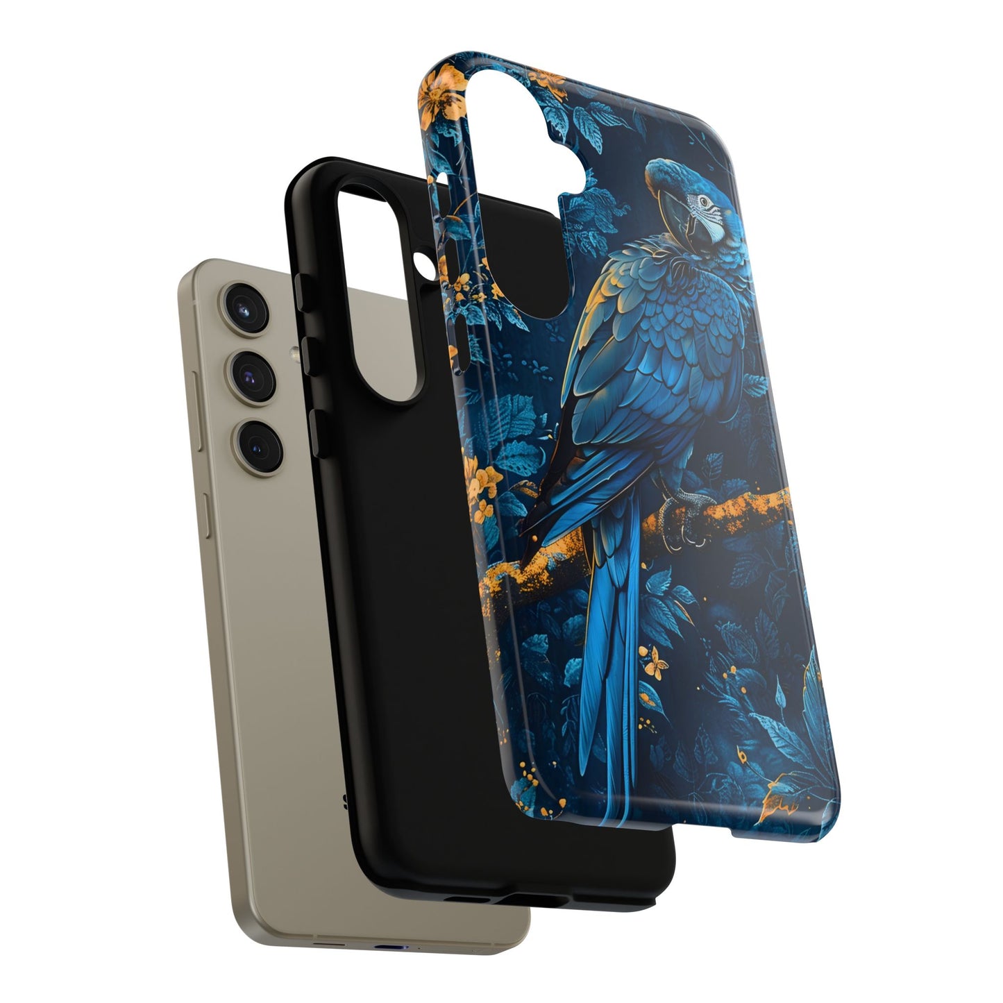 Tough Cases - Vibrant Blue Parrot Phone Case, Tropical Bird Phone Cover, Nature Lover Gift, Eco-Friendly Accessories, Unique Wildlife Decor