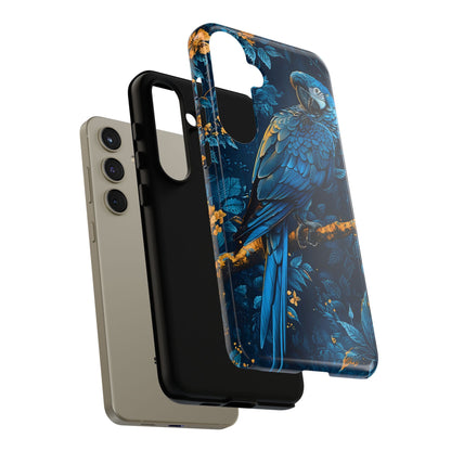 Tough Cases - Vibrant Blue Parrot Phone Case, Tropical Bird Phone Cover, Nature Lover Gift, Eco-Friendly Accessories, Unique Wildlife Decor