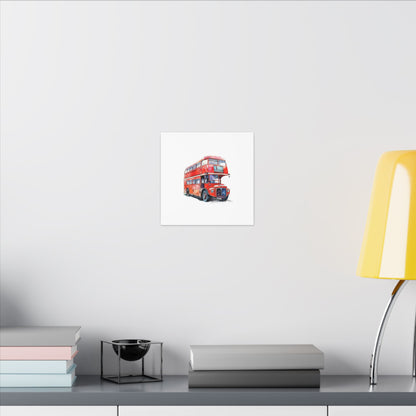London Red Double-Decker Bus Art Canvas Print, Wall Decor for Travel Lovers, Home Office Gift, Unique Artwork for All Occasions