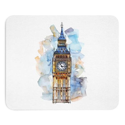 Watercolor Big Ben Mouse Pad - Elegant Desk Accessory, Great for Home Office Decor, Gift for Students, London Theme, Unique Computer Mat