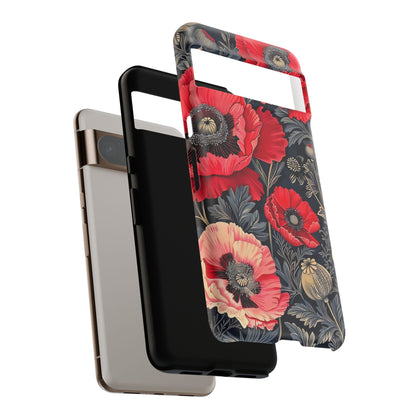 Floral Phone Case with Artistic Poppies, Tough Cases, Flower Design, Nature Lover Gift, Customizable Mobile Cover, Stylish Phone Accessories