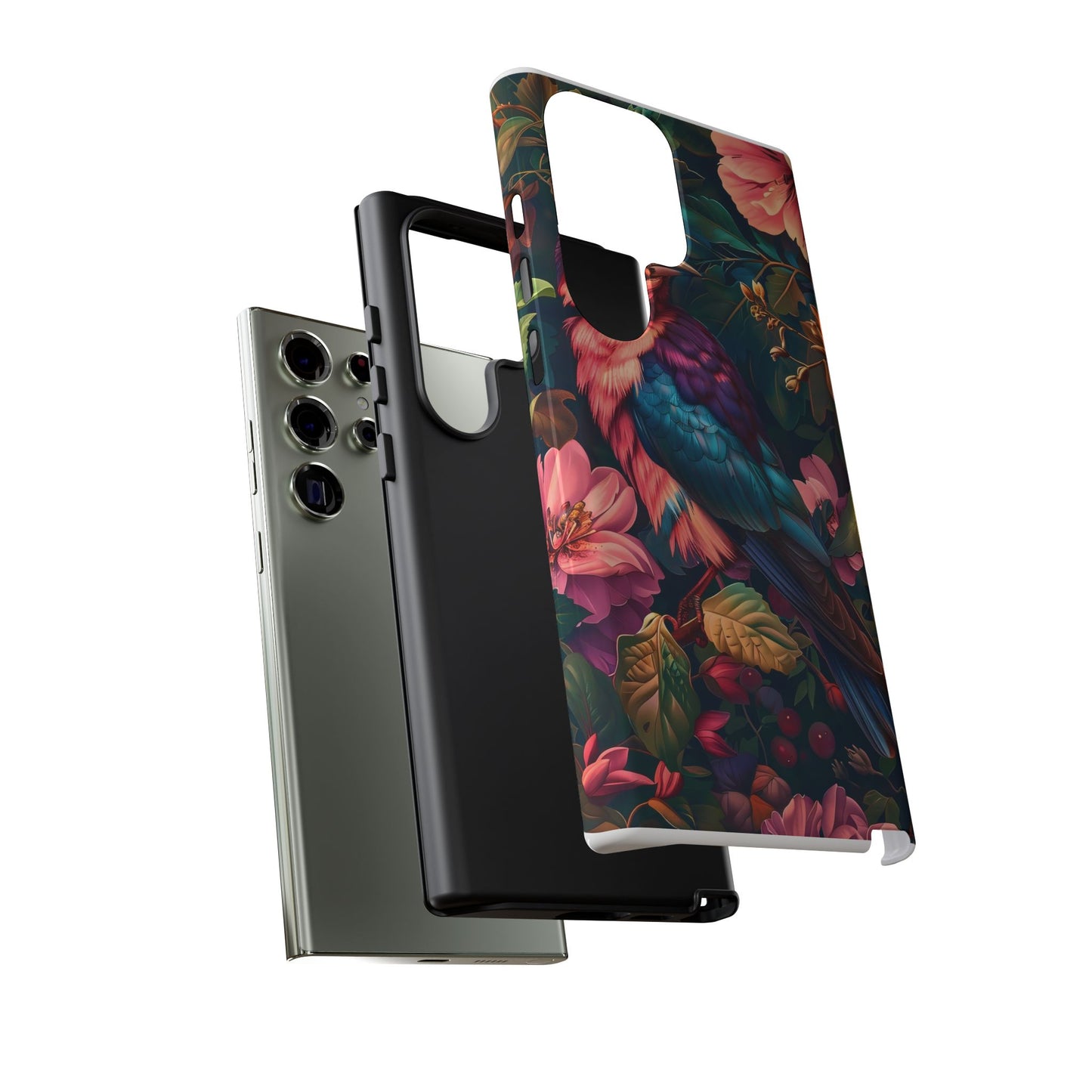 Tough Cases: Vibrant Tropical Bird Phone Case, Floral Smartphone Cover, Nature Lover Gift, Boho Phone Accessory, Cute Bird Case
