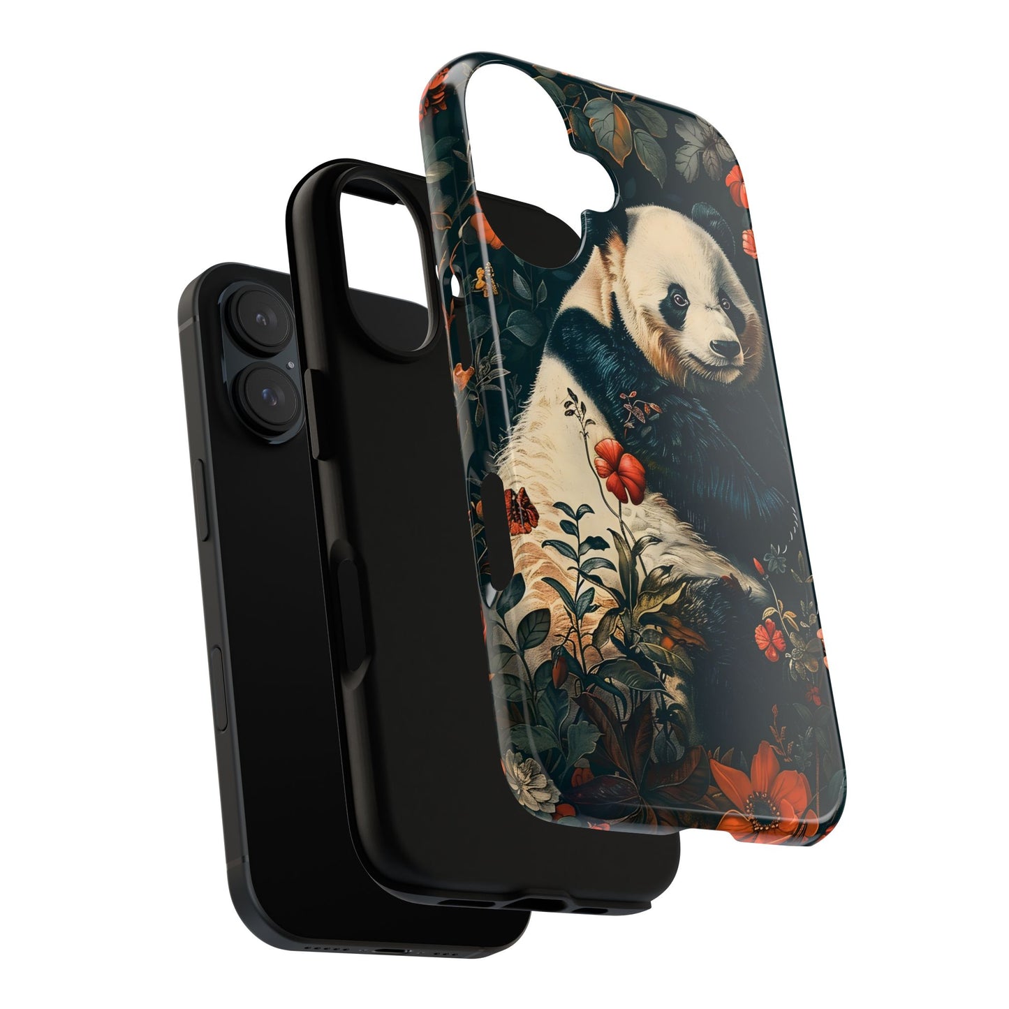 Panda Phone Case, Floral Design Phone Cover, Cute Panda Gift, Nature-Inspired Case, Animal Lover Accessory