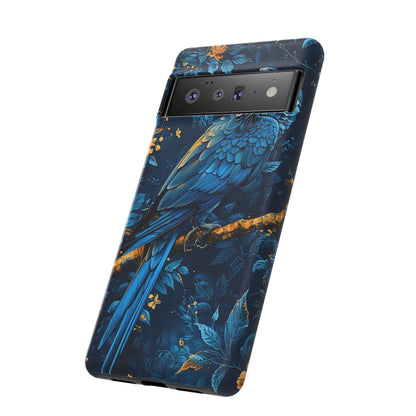 Tough Cases - Vibrant Blue Parrot Phone Case, Tropical Bird Phone Cover, Nature Lover Gift, Eco-Friendly Accessories, Unique Wildlife Decor