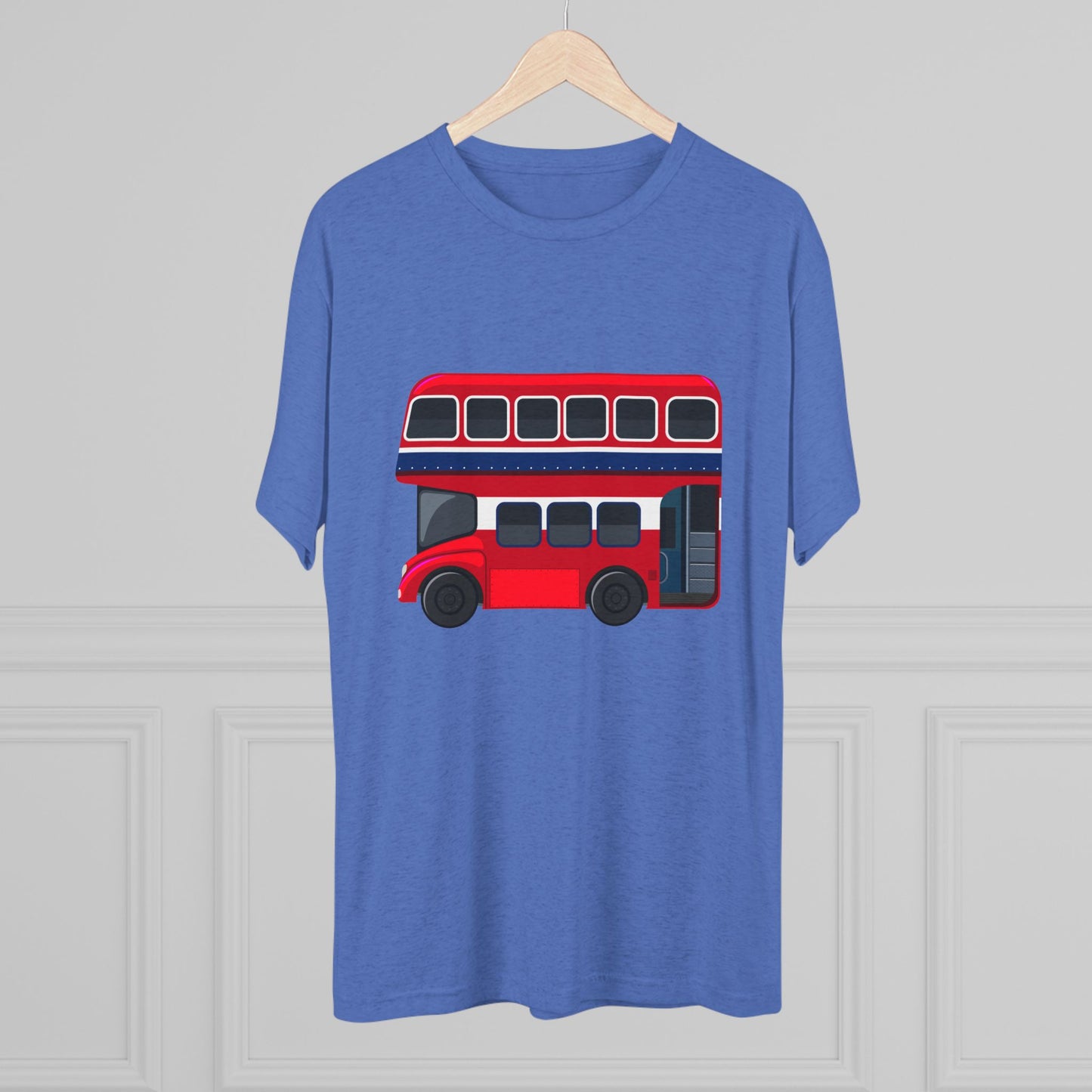 London Transport English Bus - Iconic Red Double-Decker Classy Unisex Tri-Blend Crew Tee