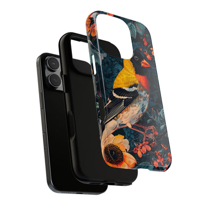 Colorful Bird Phone Case, Floral Phone Cover, Tough Phone Protector, Nature Lover Gift, Botanical Case, Unique Mobile Accessory
