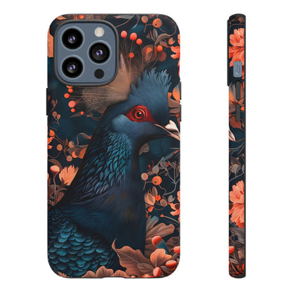 Vibrant Phone Case with Floral Peacock Design - Tough Cases, Artistic Phone Cover, Unique Gift for Nature Lovers, Stand Out Tech Accessory