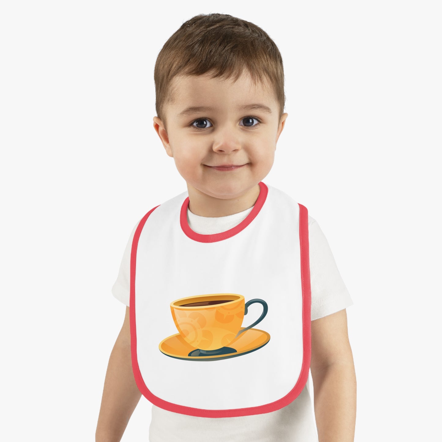 Cute Coffee Cup Baby Bib, Stylish Baby Feeding Bib, Toddler Bib for Messy Mealtimes, Perfect Baby Shower Gift, Modern Infant Accessory