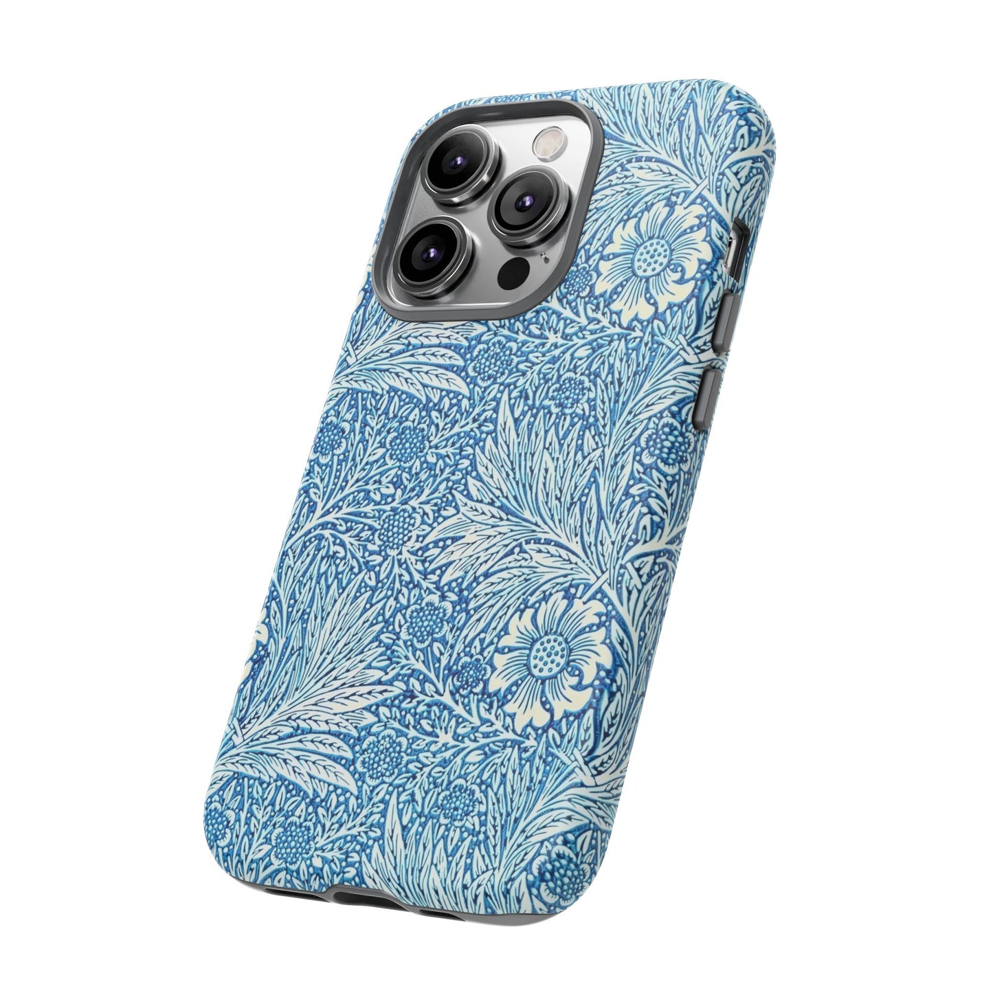 Stylish Phone Case, Tough Floral Phone Cover, Fashionable Tech Accessory, Gift for Her, Blue Flower Design